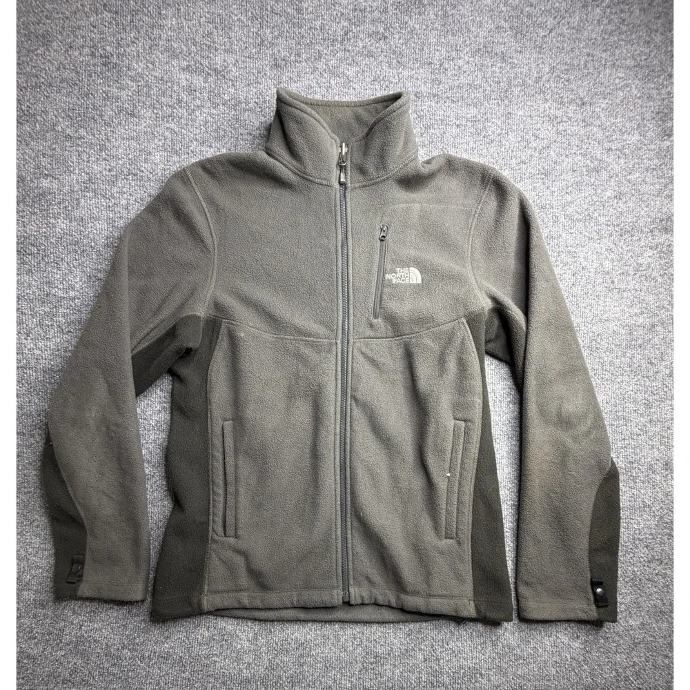 The North Face Jacket Mens S/P Gray Black Fleece Full Zip Outdoor Hiking